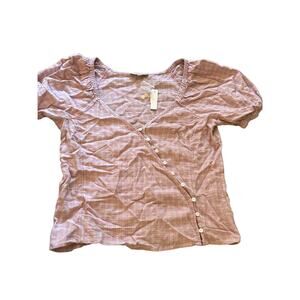 NWT Madewell Linen Blend Blouse - buttons up the side, light purple/pink XS